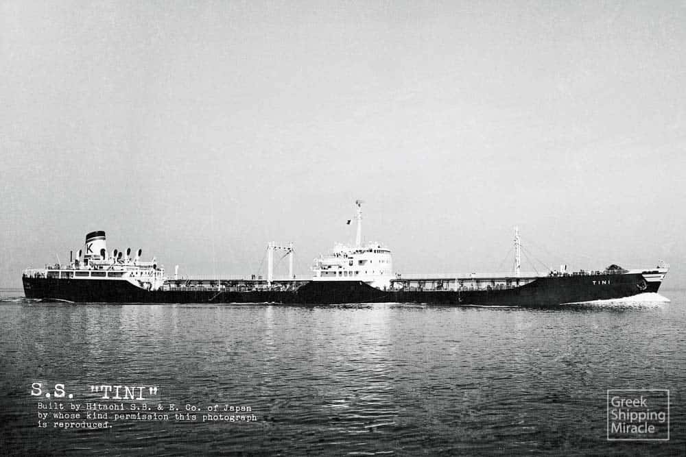 49. Το υπό ιαπωνικής σημαίας ΤΙΝΙ, κατασκευής 1952, υπήρξε το πρώτο ατμοκίνητο δεξαμενόπλοιο που ναυπηγήθηκε στην Ιαπωνία για λογαριασμό ελληνικών συμφερόντων μετά τον Β’ Παγκόσμιο Πόλεμο.