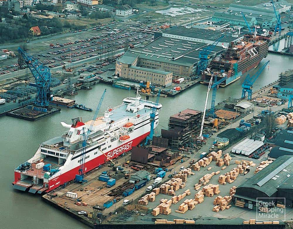 8. Από την κατασκευή των επιβατηγών πλοίων SUPERFAST I και SUPERFAST II στα ναυπηγεία Schichau Seebeckwerft A.G. του Κιέλου το 1995.