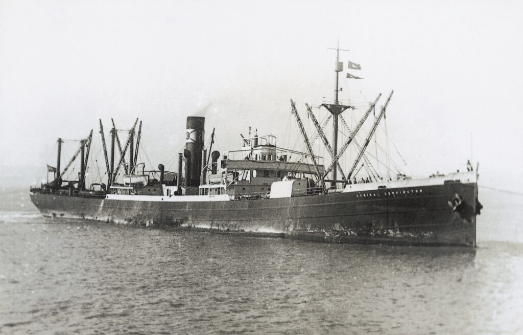 Το φορτηγό πλοίο ADMIRAL CODRINGTON, 6.629 dwt, κατασκευάστηκε το 1918 από τα βρετανικά ναυπηγεία William Doxford & Sons Ltd., Sunderland για λογαριασμό της Byron Steamship Co., Ltd., των Υιών Ανδρέα Εμπειρίκου, υπό βρετανική σημαία.