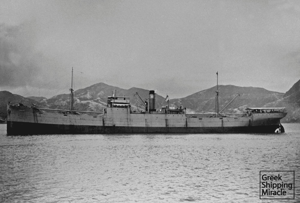 The Greek steamship EVANGELOS, built in 1919 in Hong Kong for E. Ambatiellos.