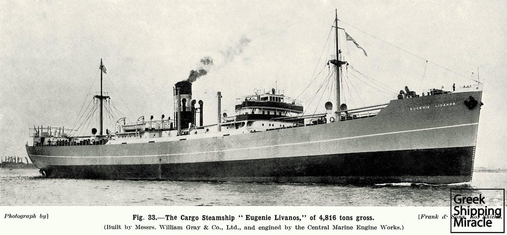 21. The Greek steamship EUGENIE LIVANOS built by British shipyards in 1936.