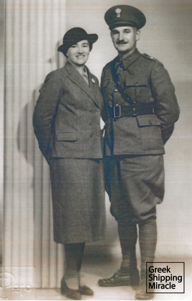 31. George E. Embiricos (1901-1980), the first elected president of the Hellenic Chamber of Shipping, pictured in uniform with his wife Sofia.