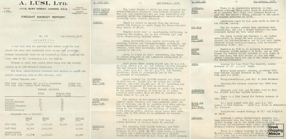 41. Circular of A. Lusi, Ltd., dated 1937, referring to the market situation at the time.