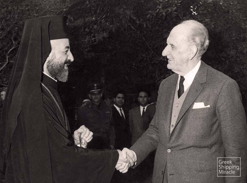 18. The President of Cyprus, Archbishop Makarios with Greek Prime Minister George Papandreou in 1964. The Cyprus Registry was officially inaugurated in the same year.