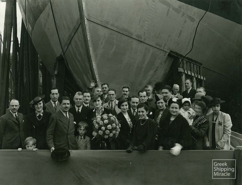 22. The launching of the Greek steamship THEOFANO LIVANOS in 1936 of the Livanos group.