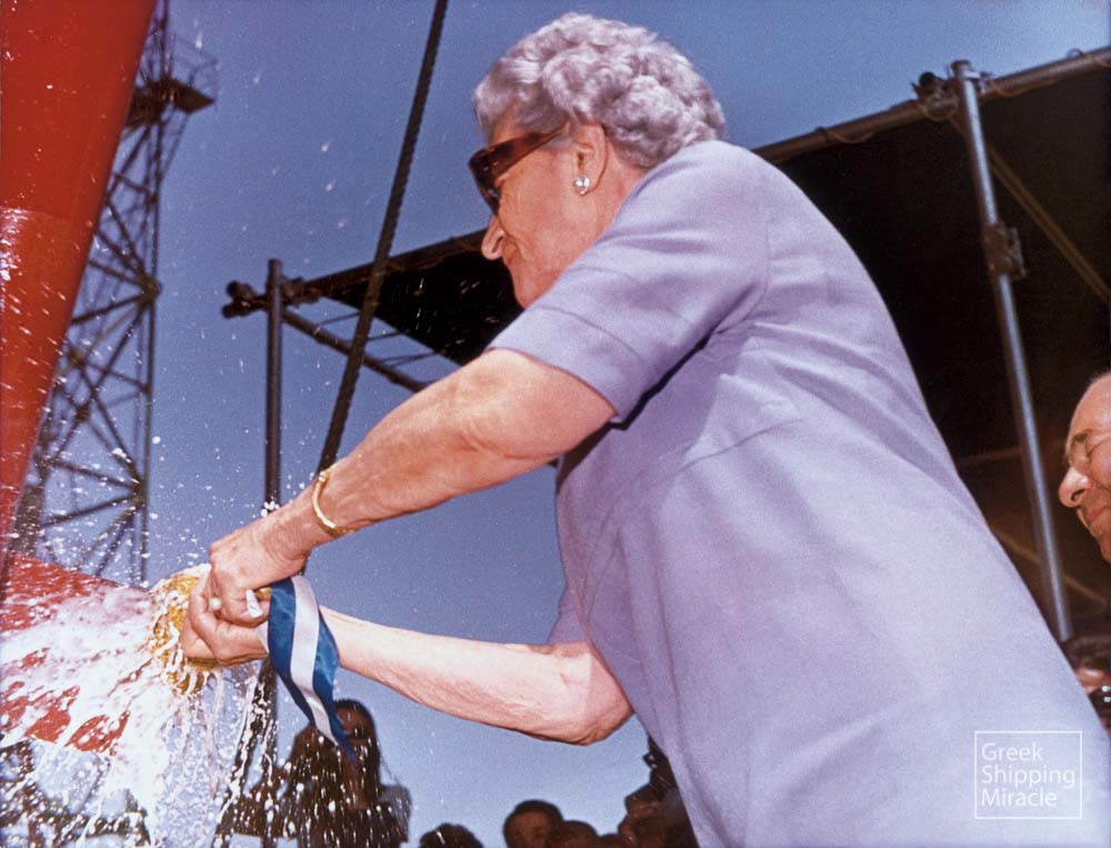 40. The HELLENIC RENNAISANCE being launched on 3 August 1968 sponsored by Mrs. Eugenie S. Niarchos. The vessel was subsequently sold during construction and delivered as the KOSTANTIS YEMELOS.