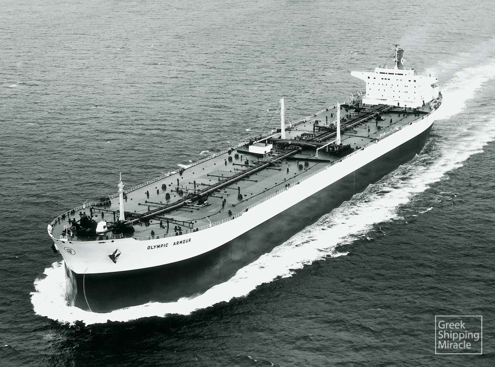 42. The OLYMPIC ARMOUR, built in 1969 in Japanese shipbuilders for the Onassis group. She was the first Greek-flagged ship to surpass 200,000 dwt.