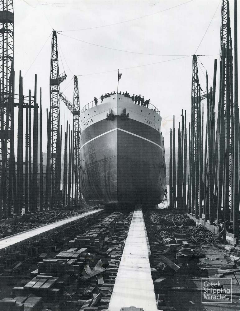 47. The launching of the Greek steamship THETIS by W. Gray & Co. Ltd., Sunderland, UK. She was subsequently delivered to her owner Elias Hadjilias in June 1930.