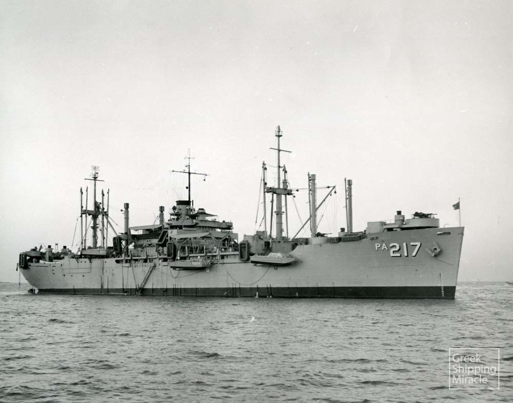 71. A US-built Victory-type cargo ship in her War outfit.